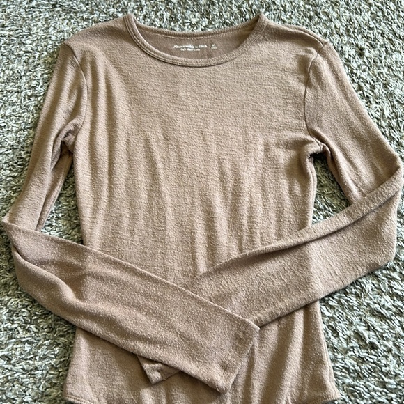 Abercrombie and Fitch plain snap closure brown long sleeve bodysuit size XS - Picture 4 of 6
